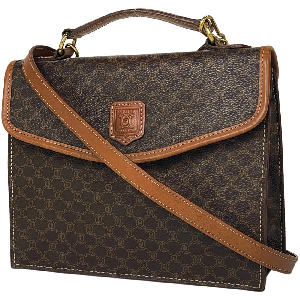 Celine Macadam handbag shoulder bag all over logo canvas brown